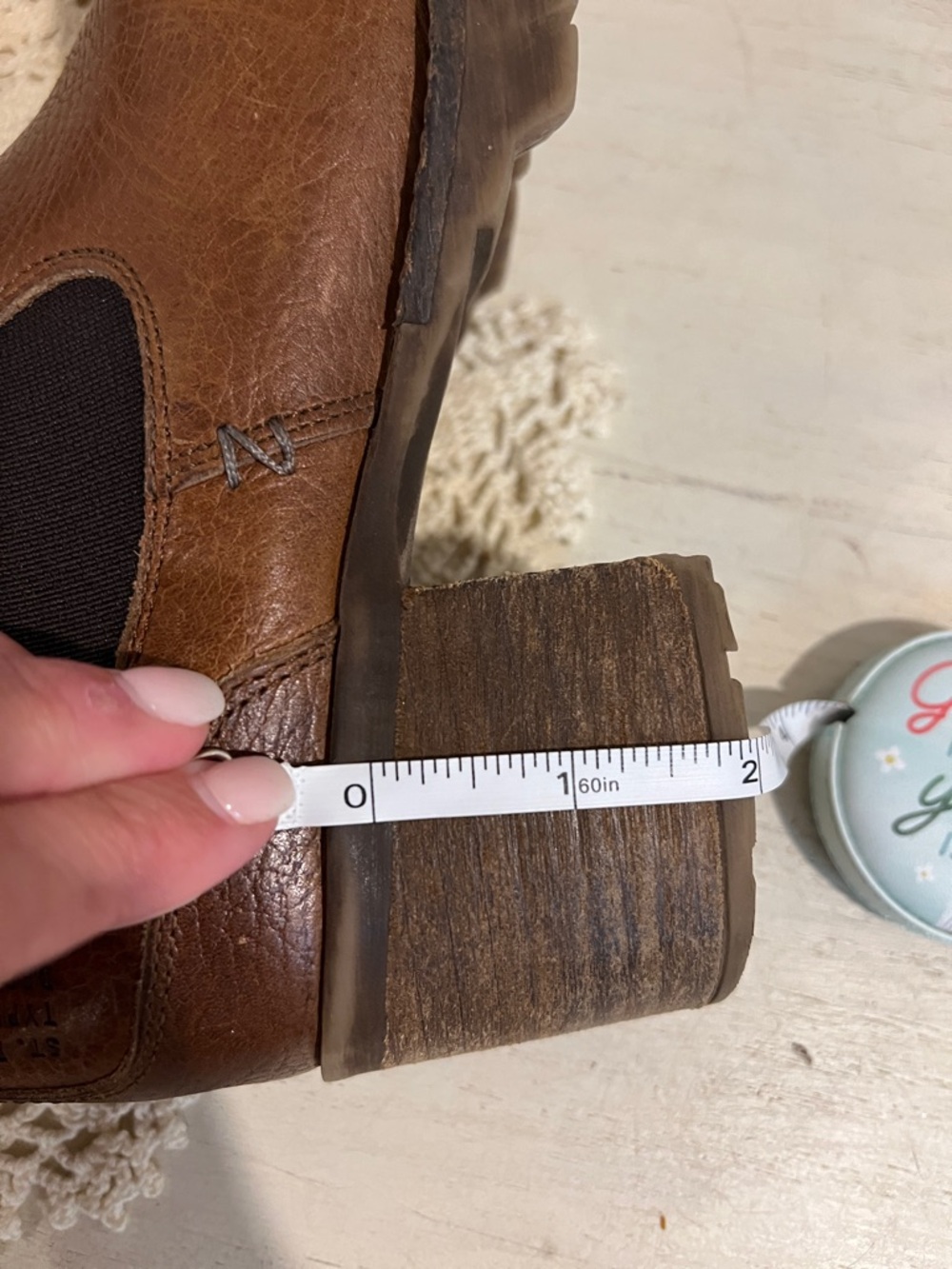 Boutique Brown Leather Chelsea Boots Chunky Heel Lug Sole Made In Portugal Size8 - Picture 11 of 16